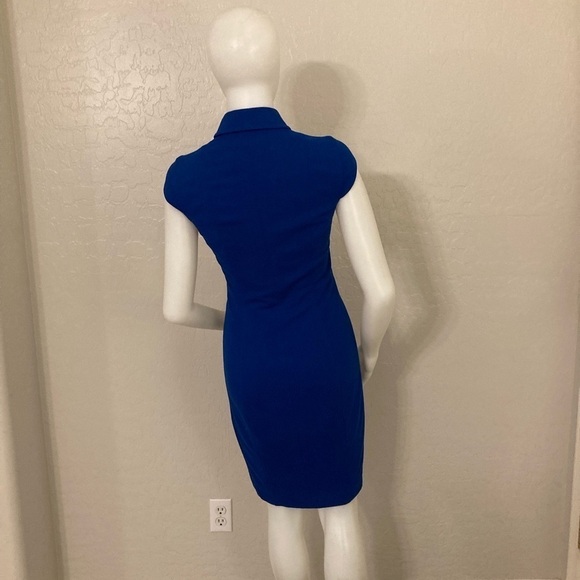 AKRIS Punto Cobalt Blue Cap Sleeves Sheath Dress Size 4 - Picture 7 of 11